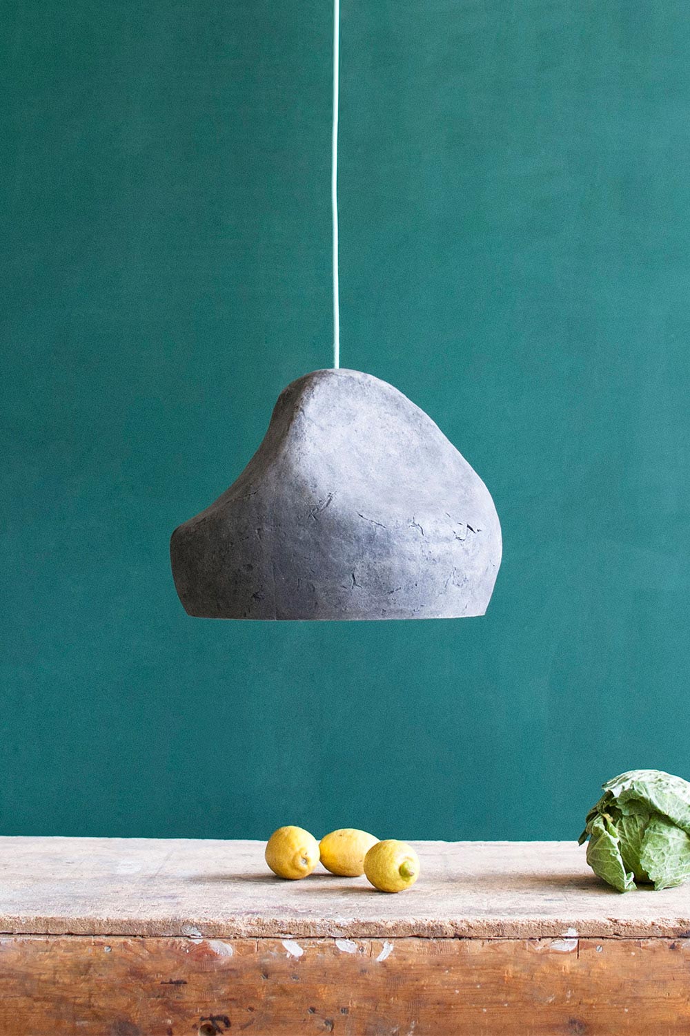 Arts and Crafts Lamp Sensi in grey made in paper mache