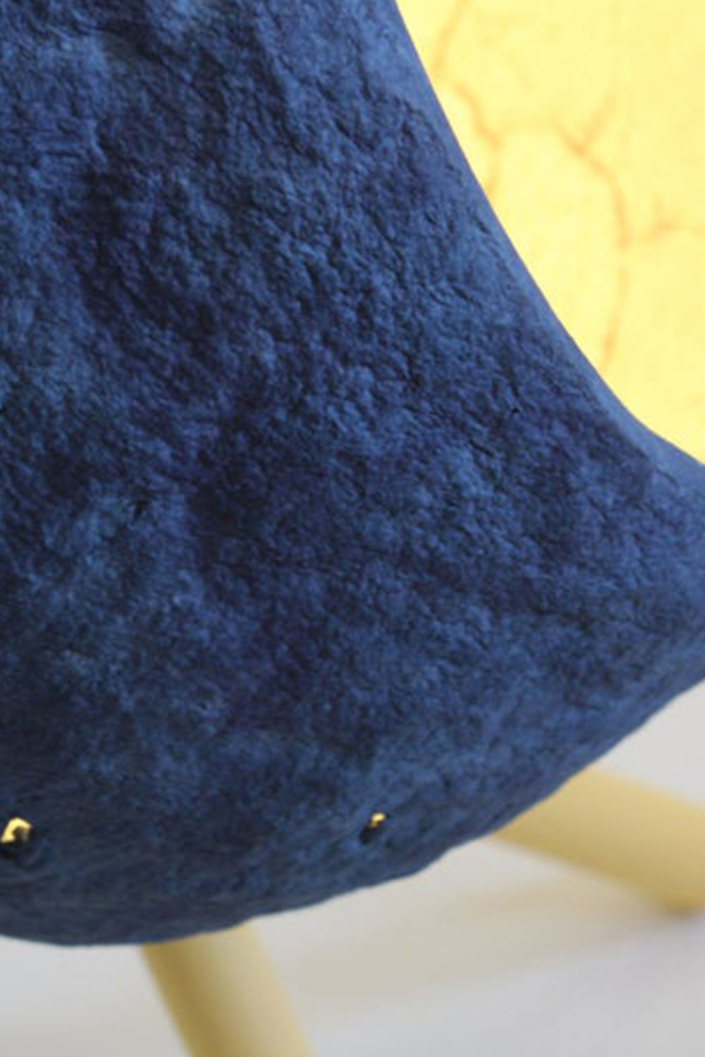 texture of the floor paper pulp lamp in blue