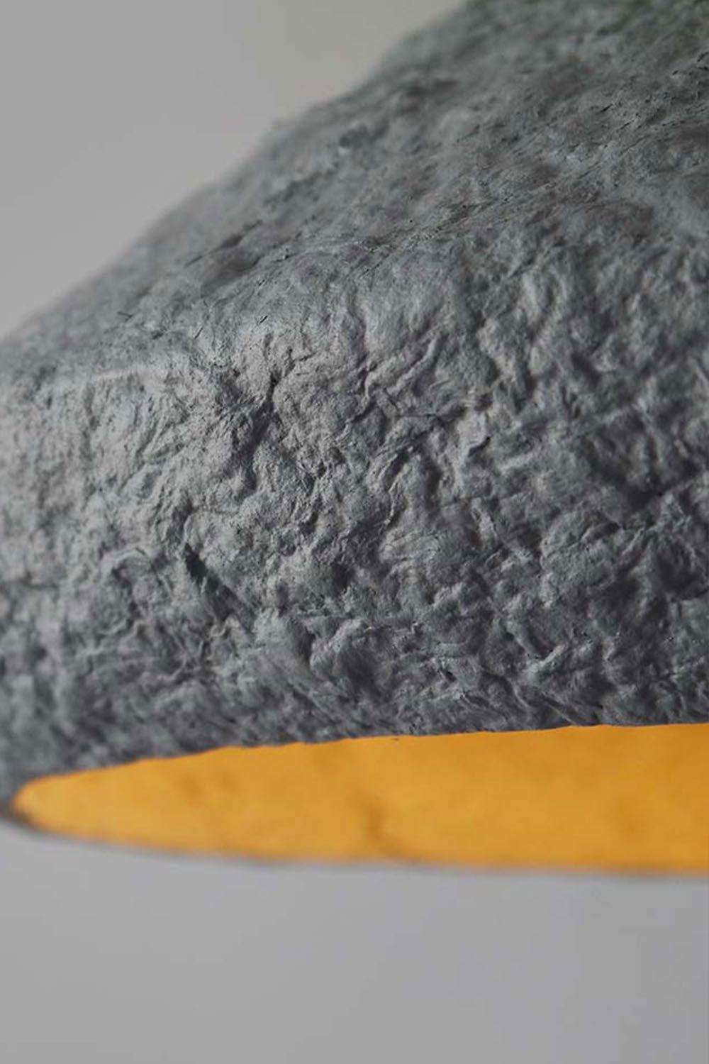 detail of grey paper pulp lamp mizuko