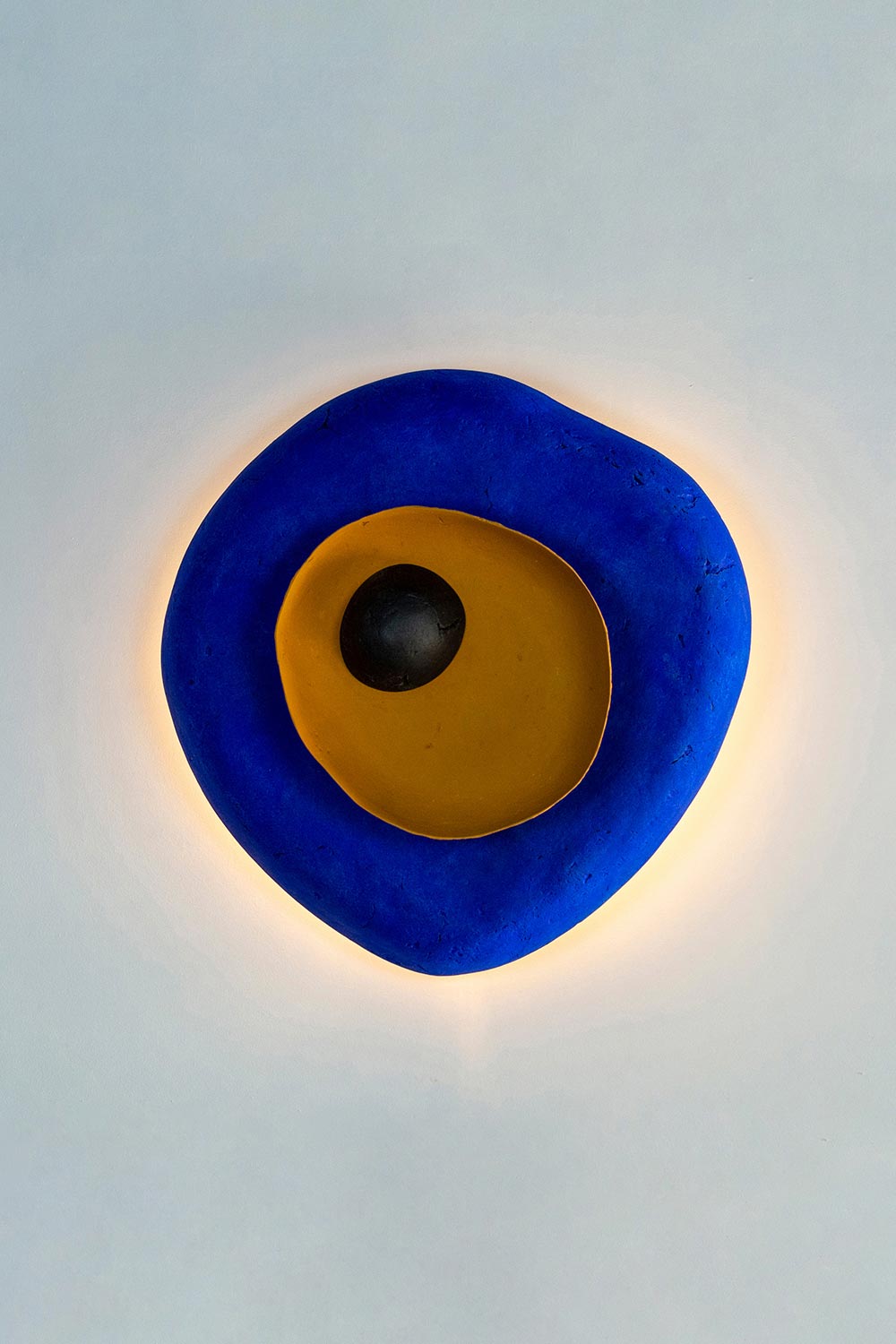 ultramarine blue artistic light for wall made of paper mache