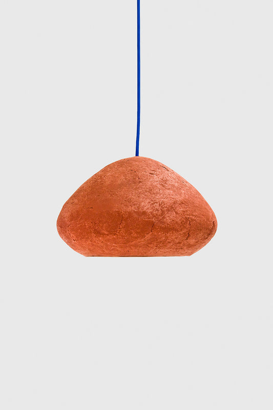 red ceiling light morphe made with paper mache