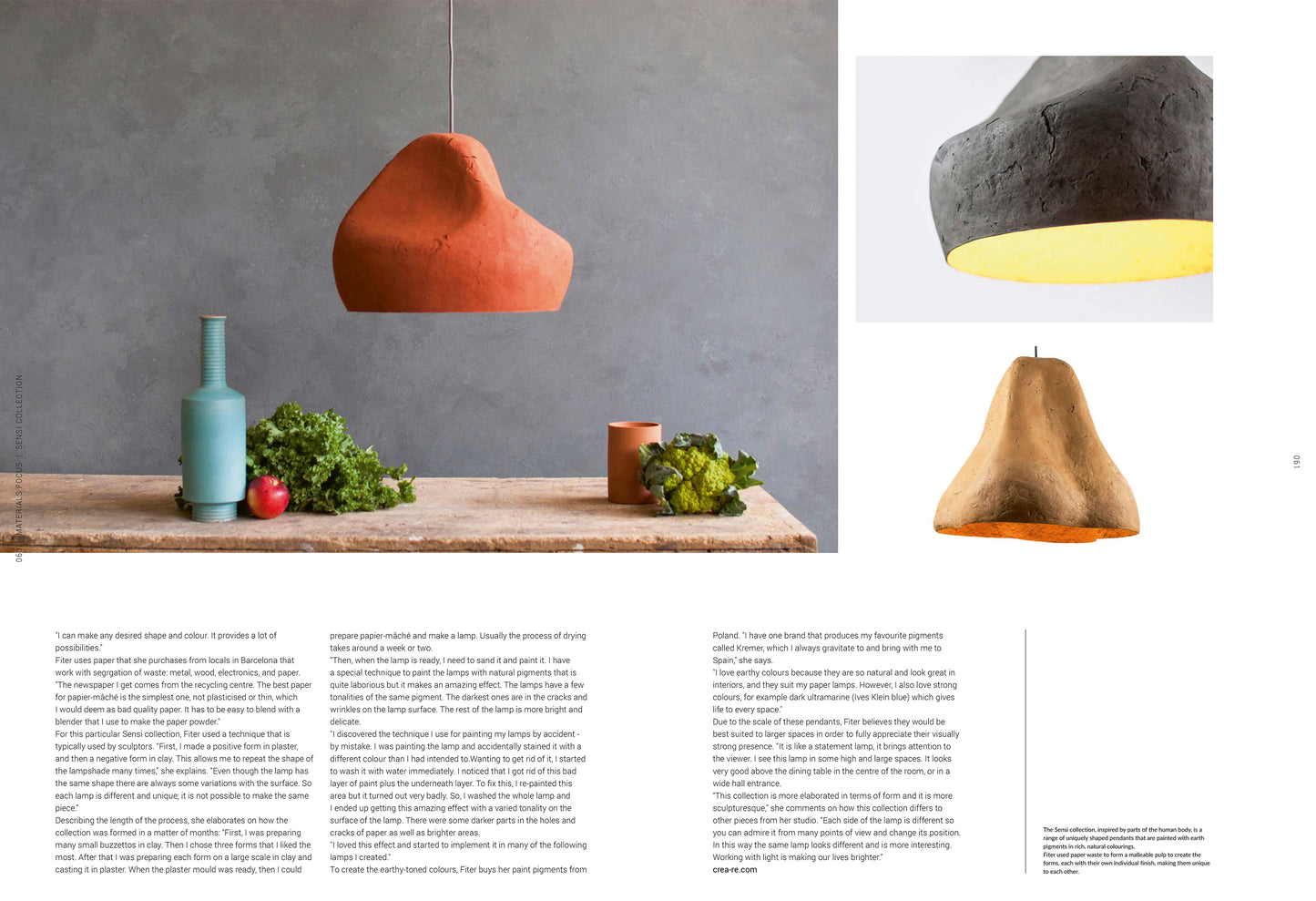 article in the press with crea-re studio paper mache lamps