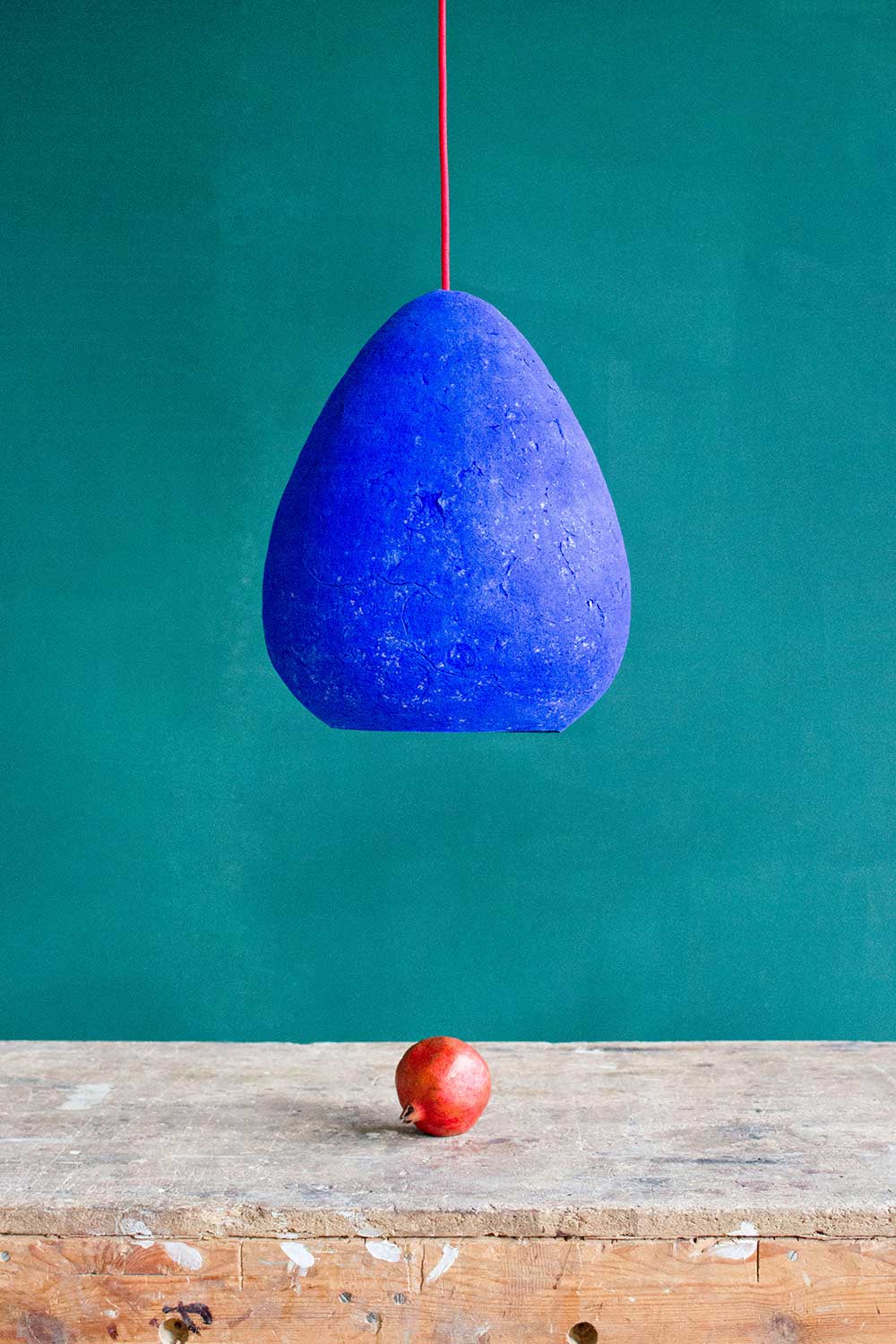 ultramarine blue hanging light morphe above the table