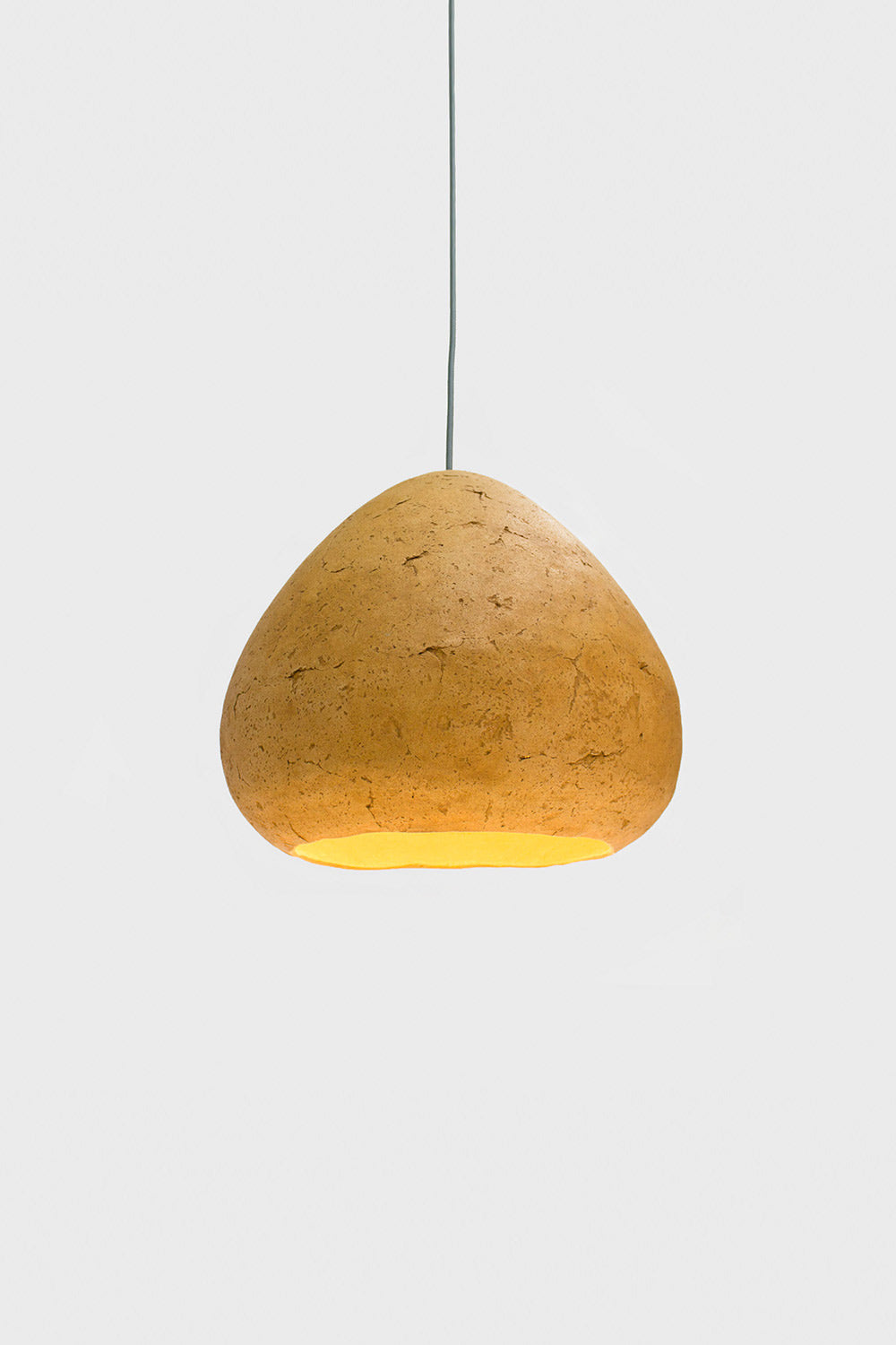 yellow light fixture morphe made withe paper mache