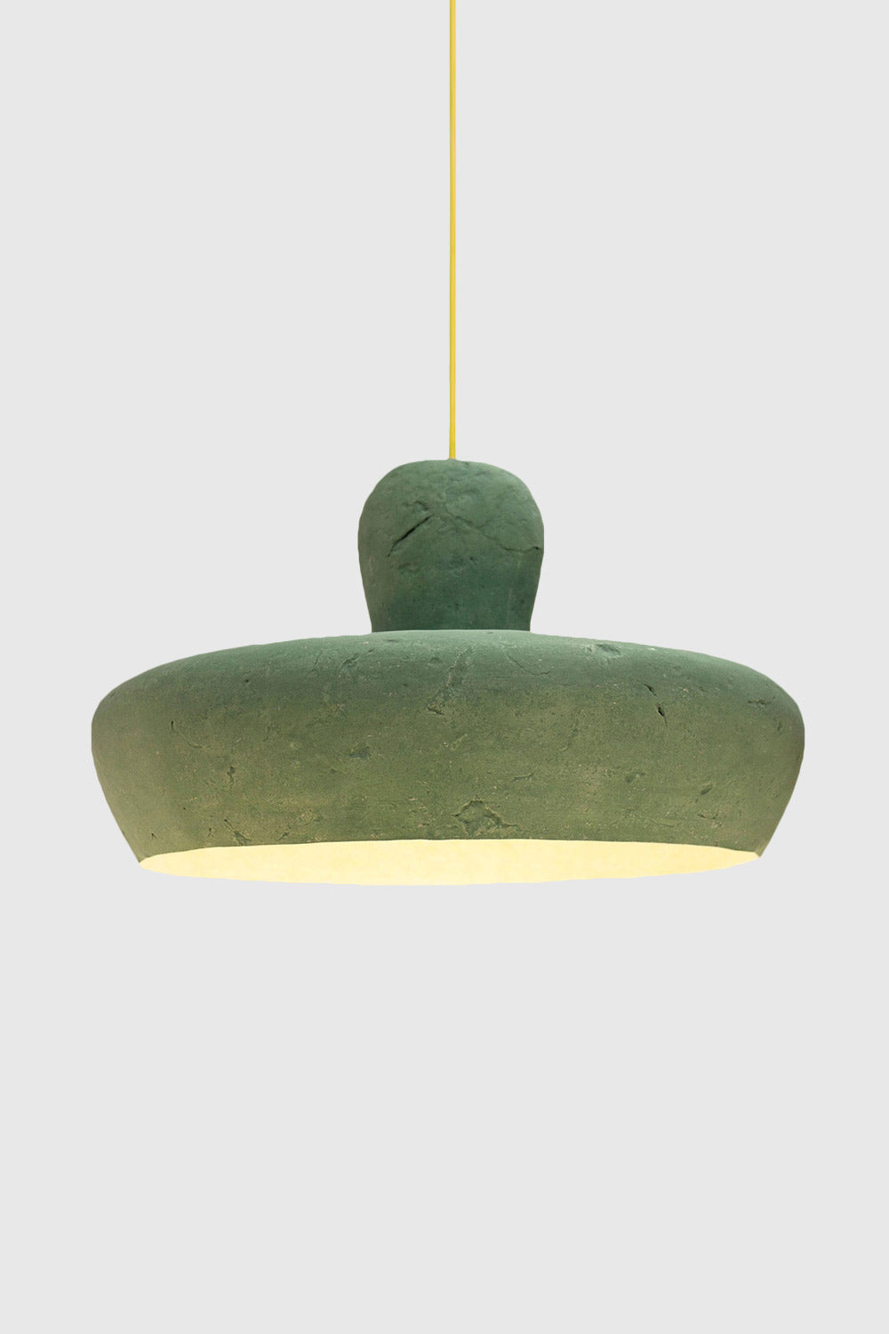 Light pendant Morphe green made of paper mache