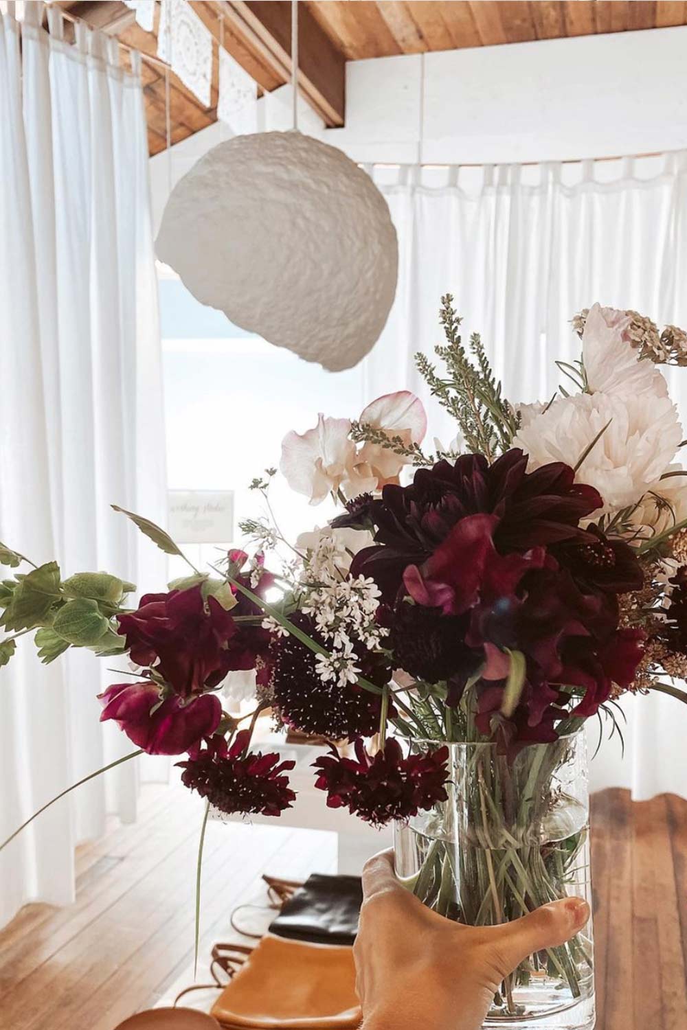 white paper lamp globe with flowers