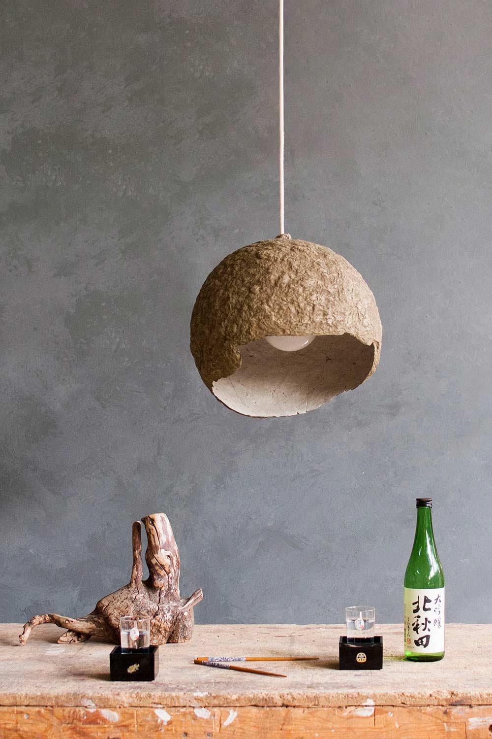 Paper mache Globe lamp