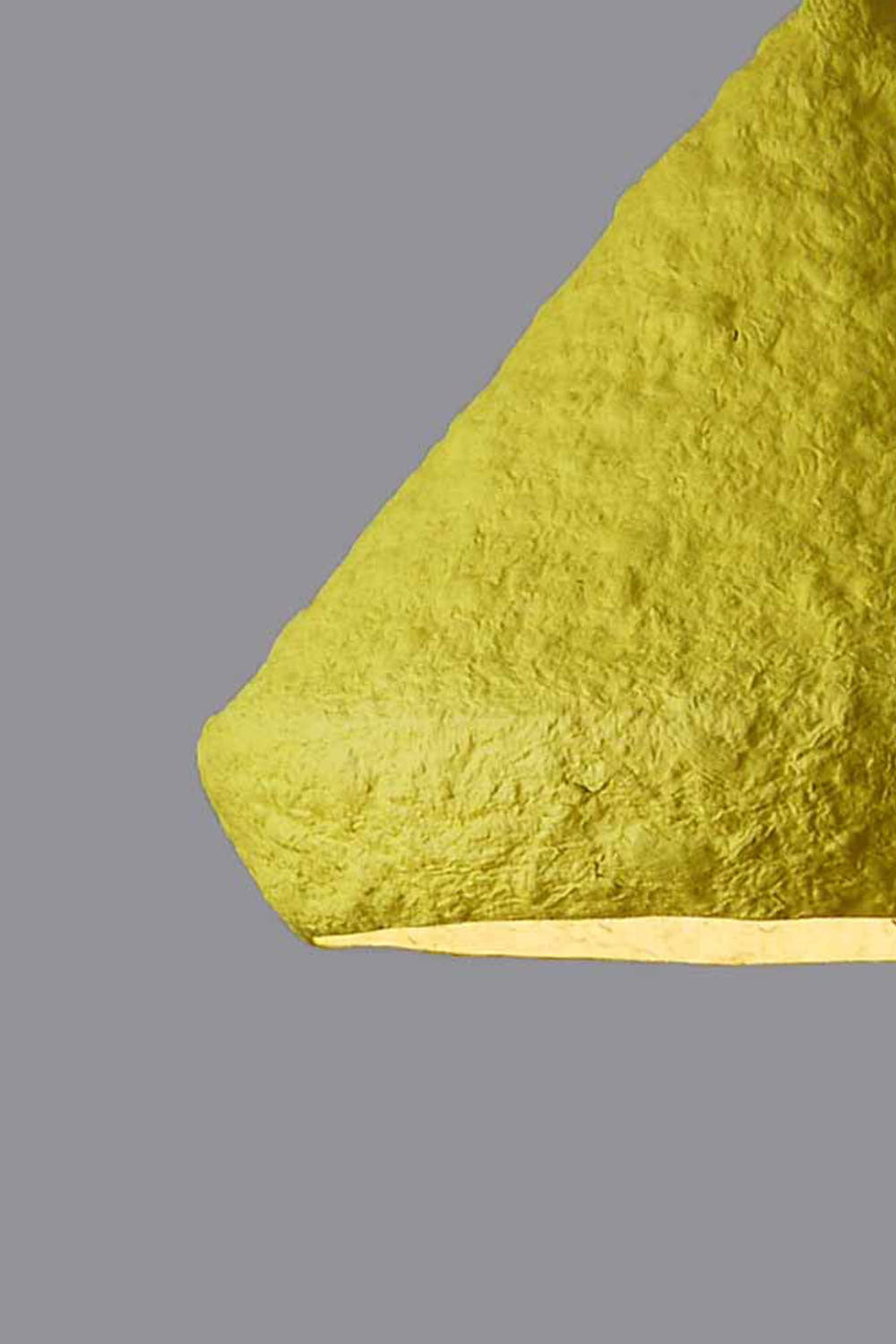 detail of yellow paper mache lamp