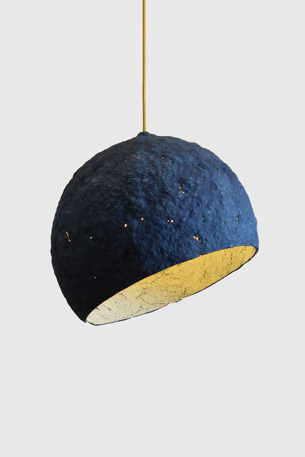 blue paper mache lamp pluto