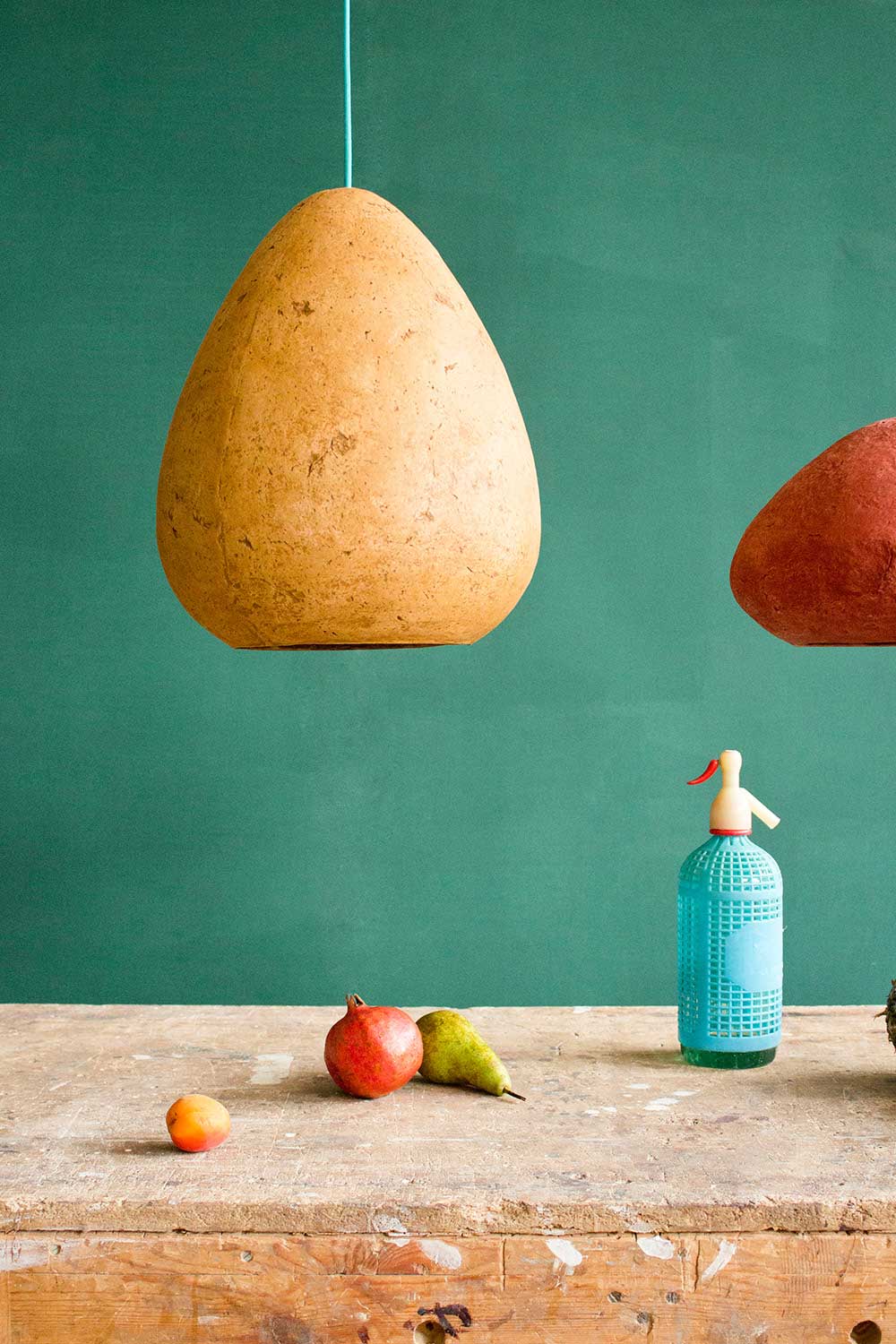 paper mache lamps morphe above the table