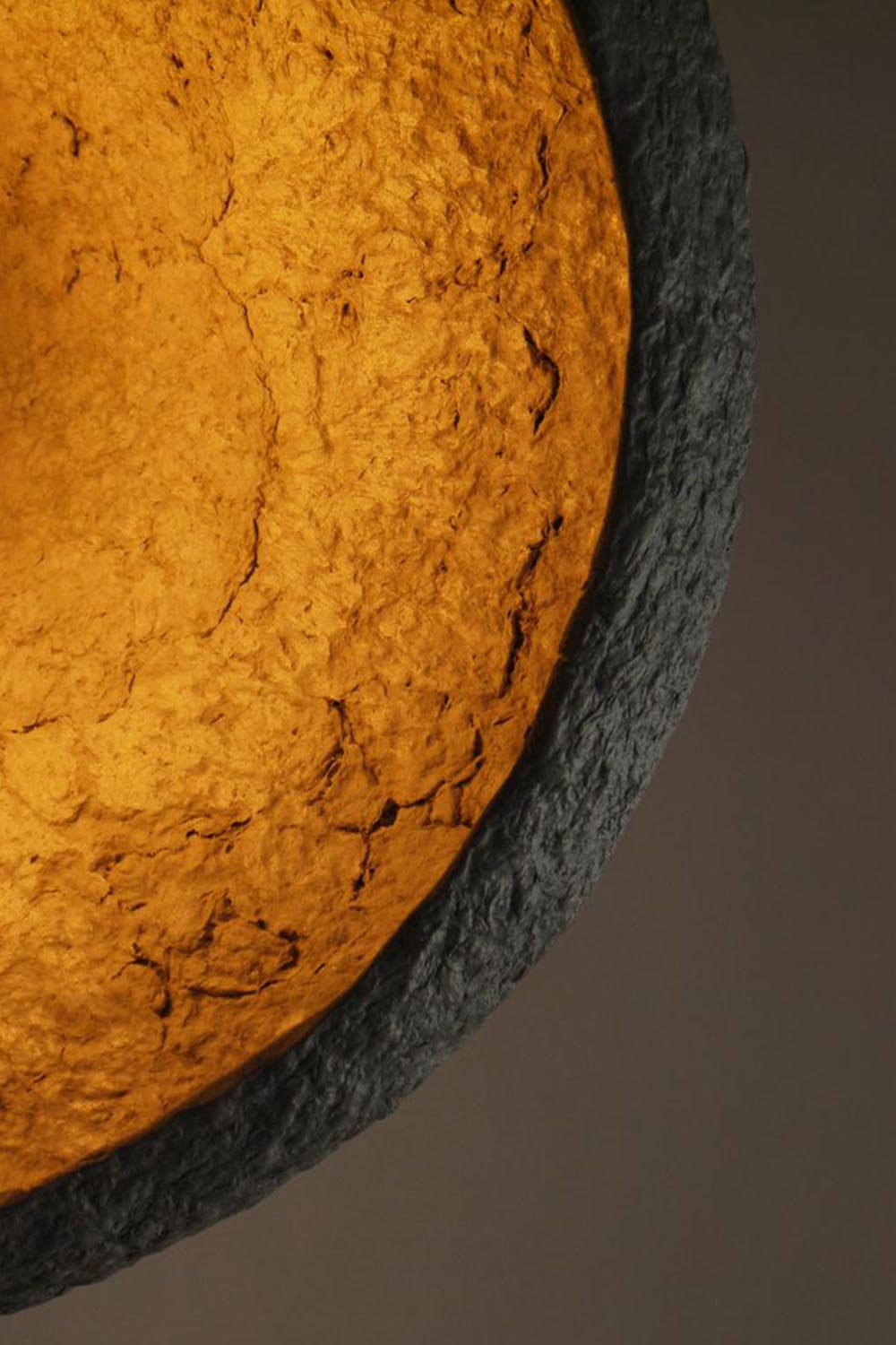 detail of grey paper pulp lamp mizuko