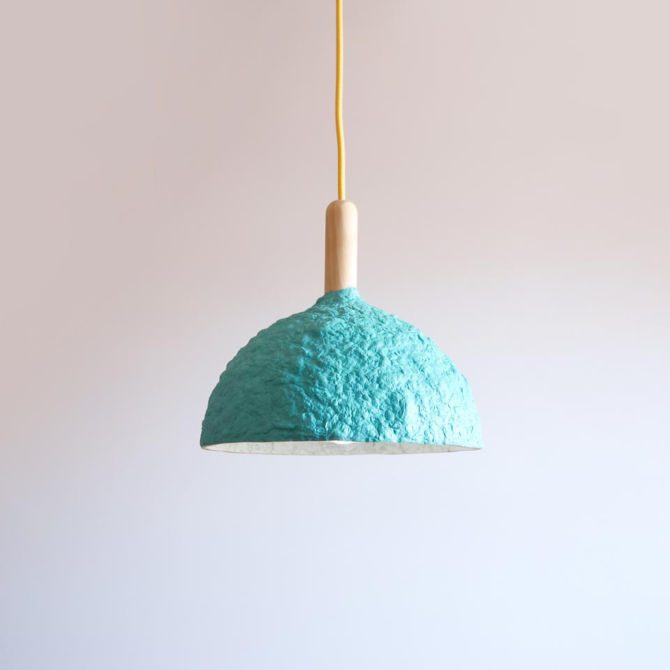 paper mache lamp bell blue