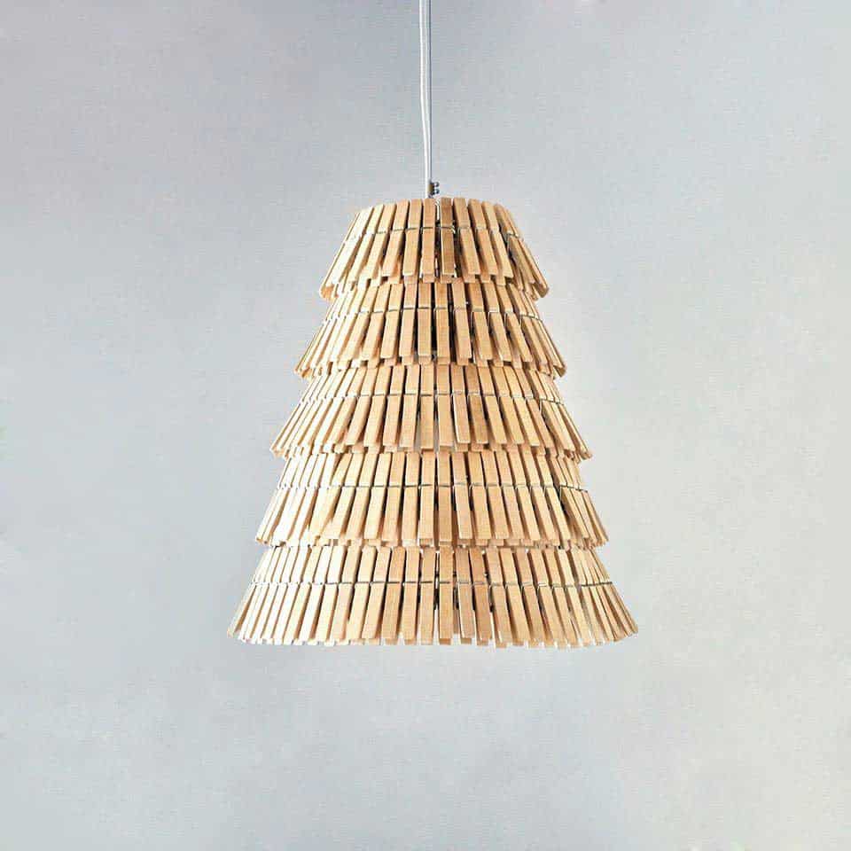wooden clothespins lamp